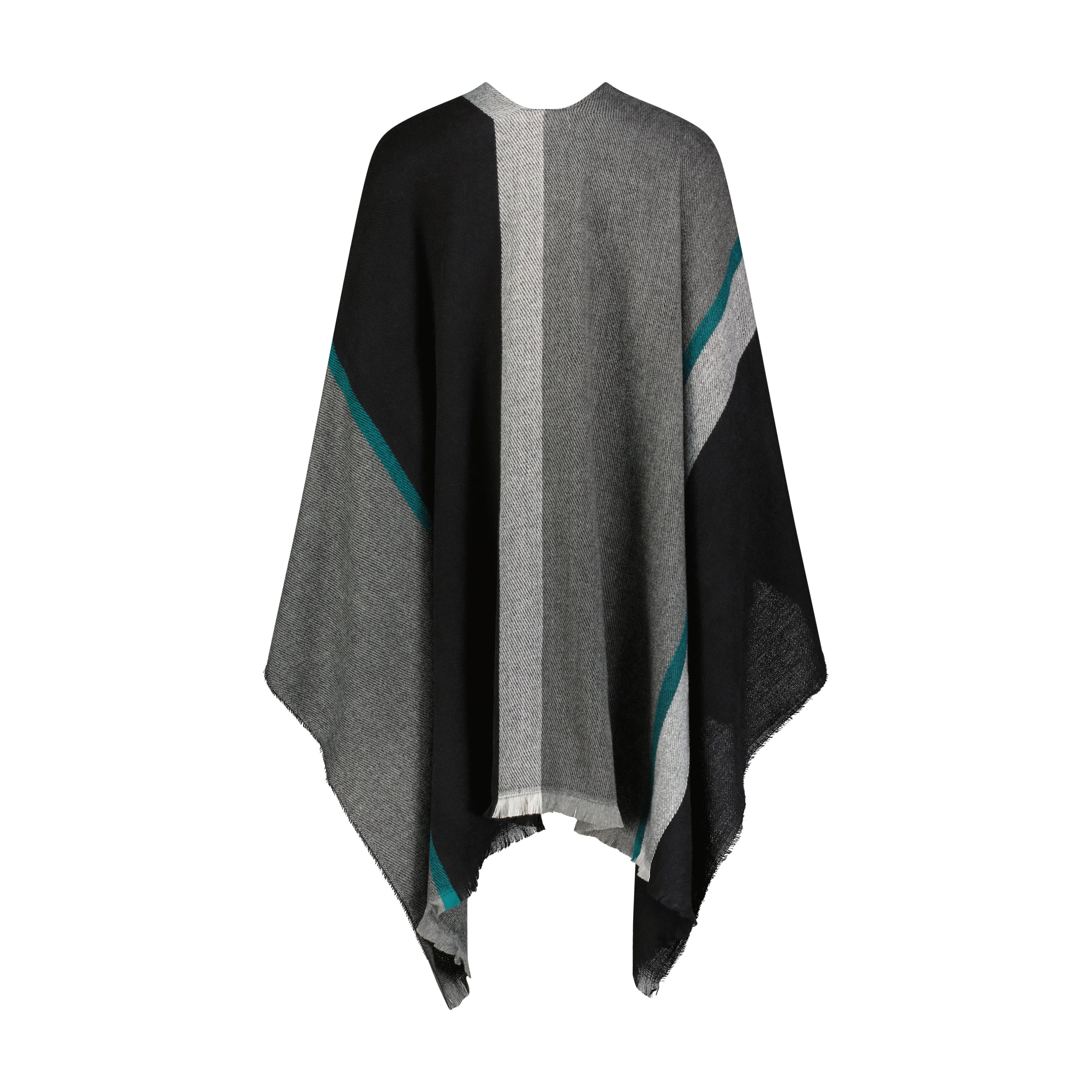 Rampage Women's Striped Woven Ruana Open Front Shawls - Stylish Wrap Cape