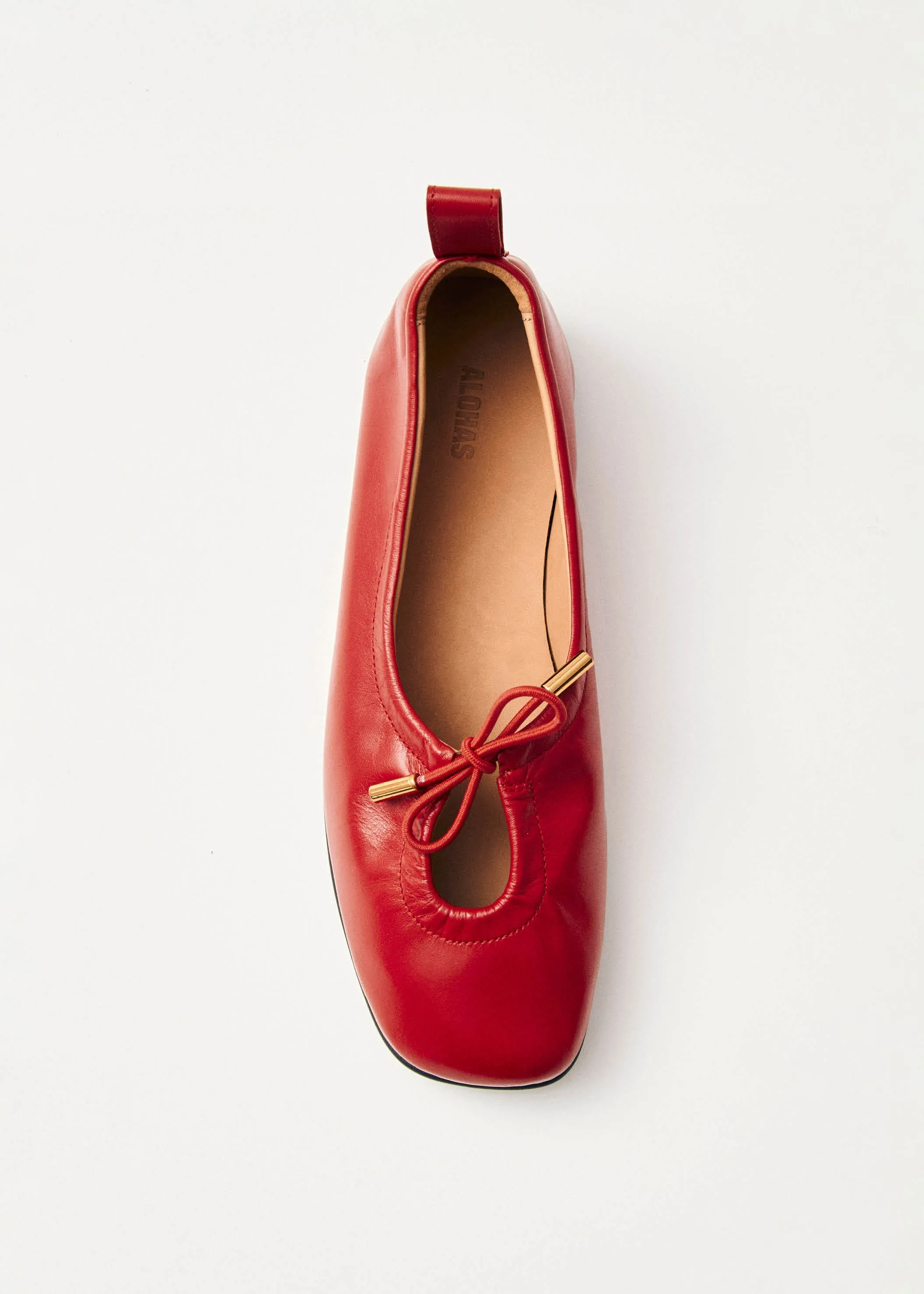 Rosalind Red Leather Ballet Flats