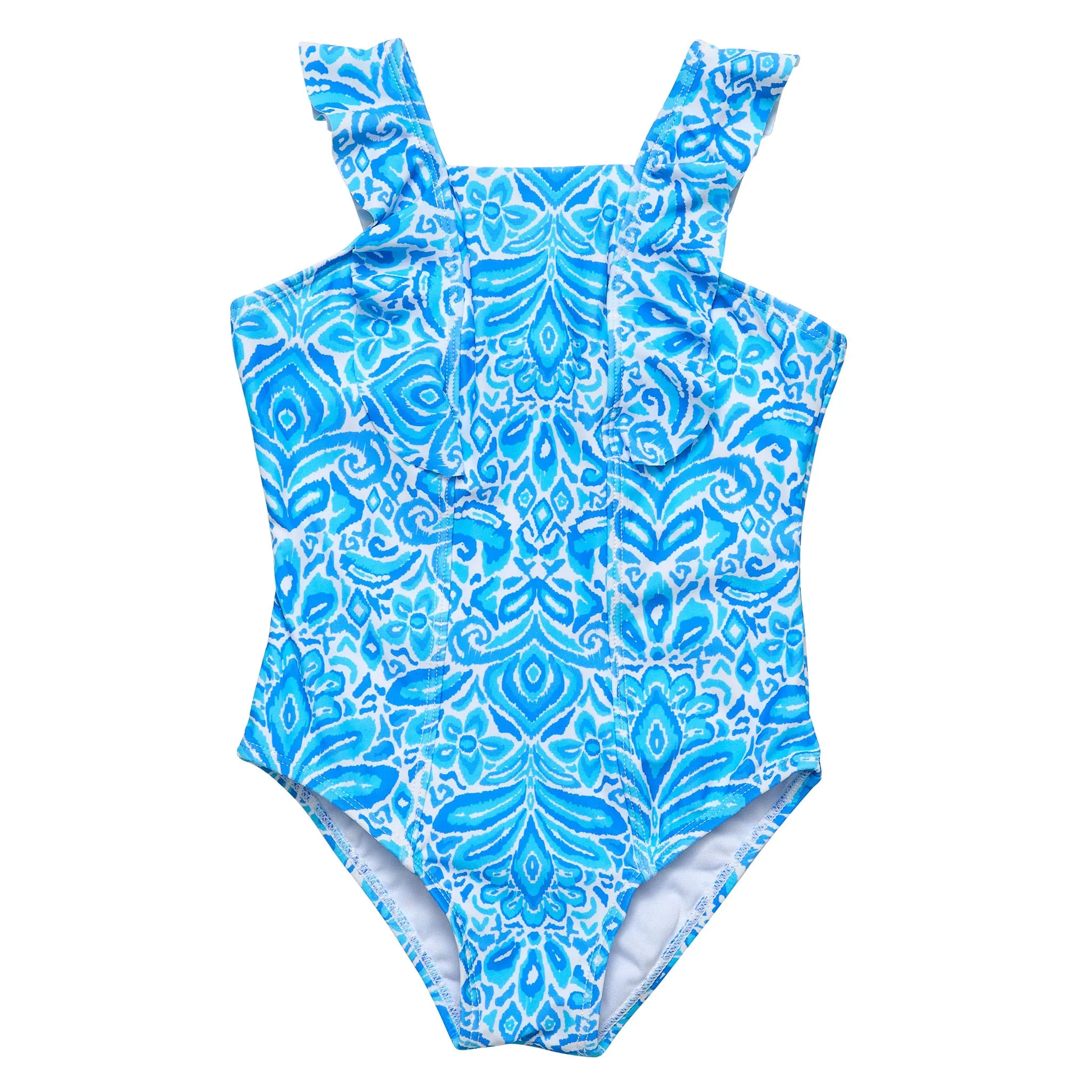 Santorini Blue Ruffle Shoulder Swimsuit