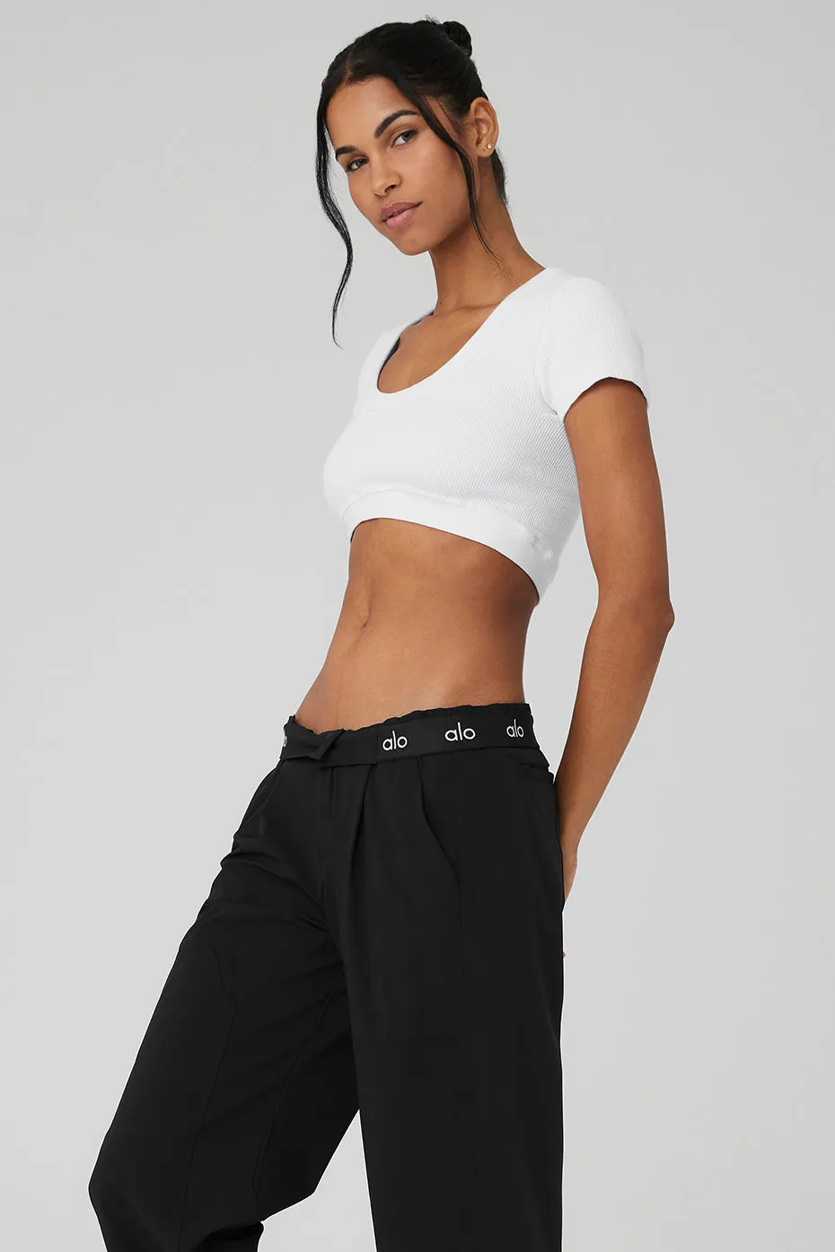 Seamless Ribbed Cropped Serene Short Sleeve - White