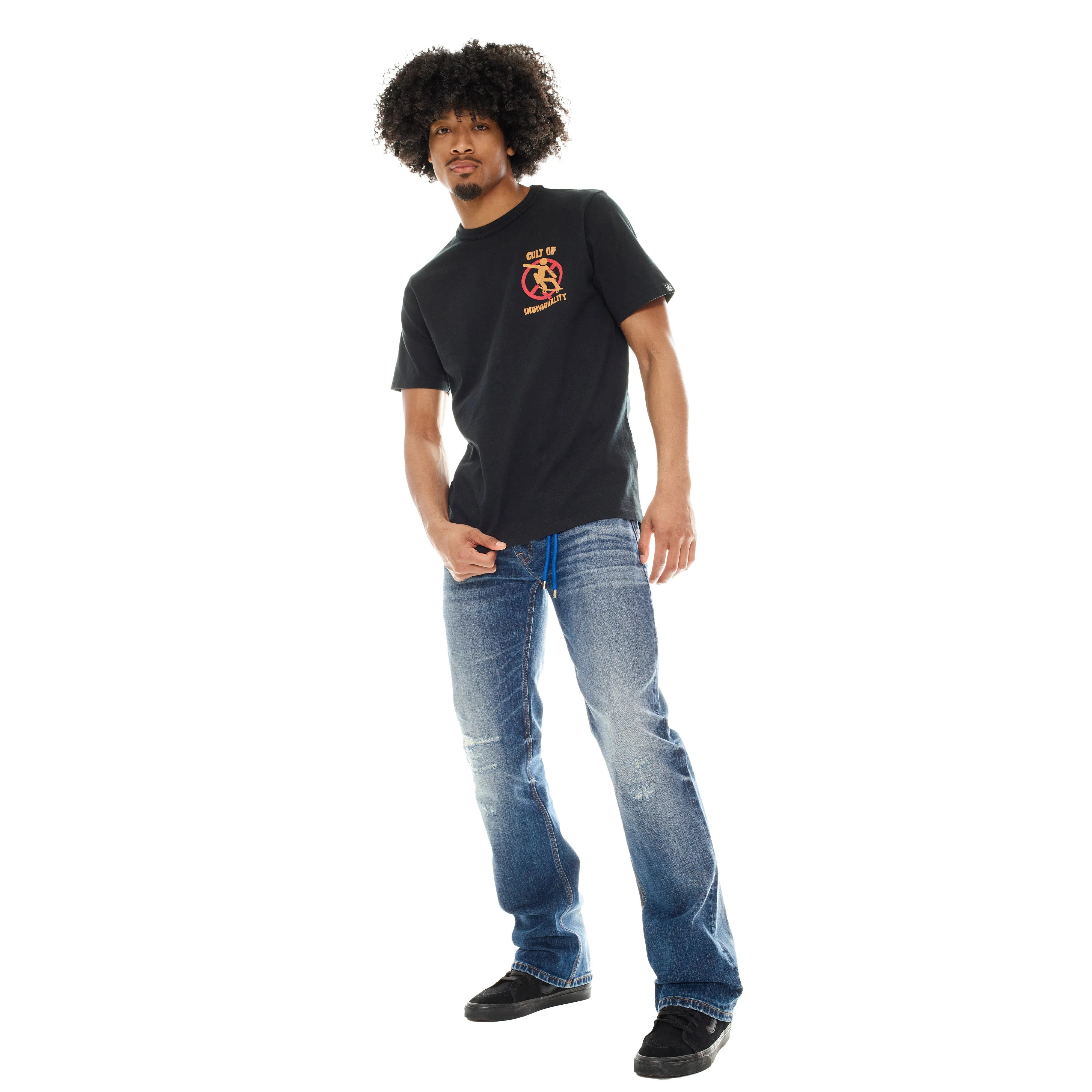 SHORT SLEEVE CREW NECK TEE "SAVE A SKATER" IN PIRATE BLACK