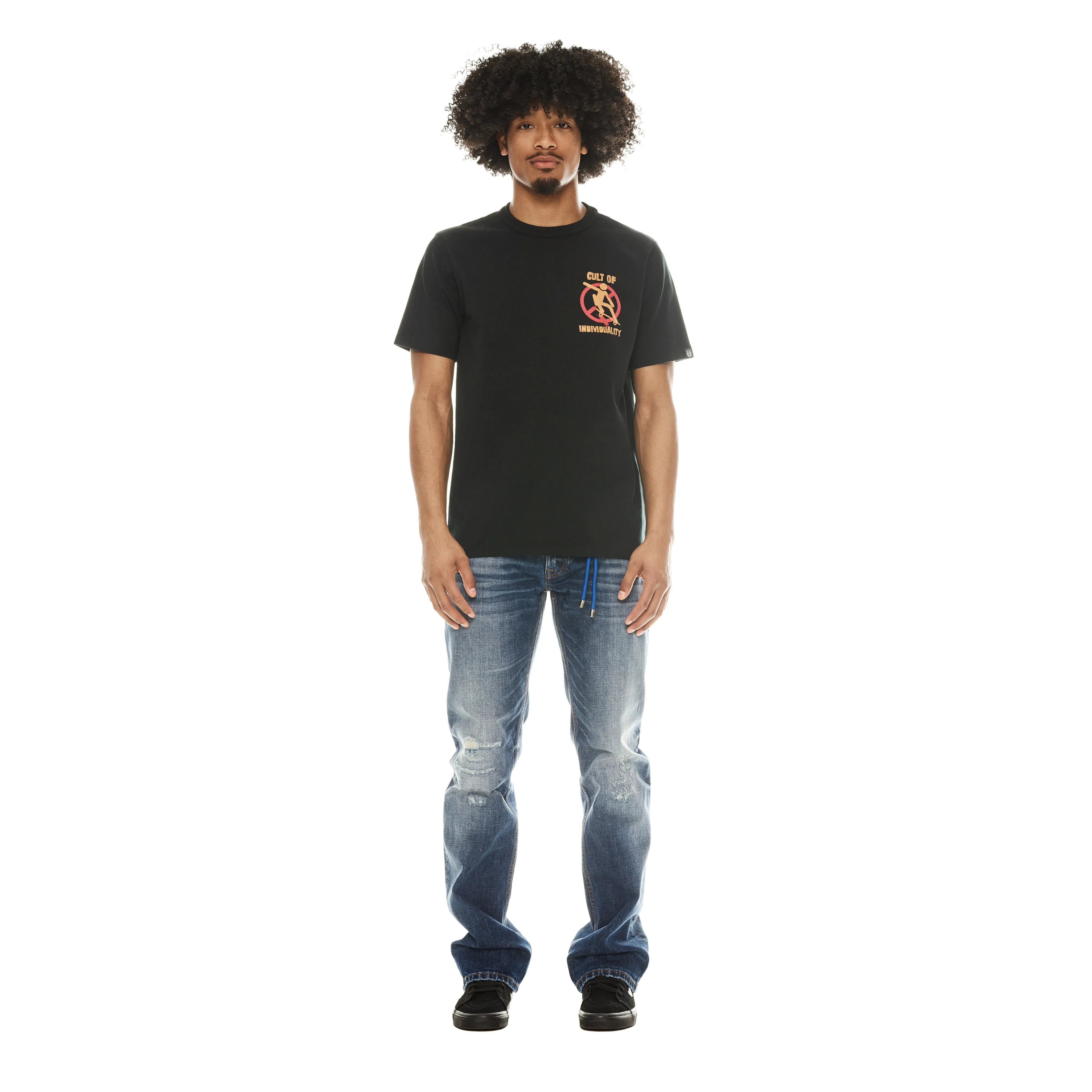 SHORT SLEEVE CREW NECK TEE "SAVE A SKATER" IN PIRATE BLACK