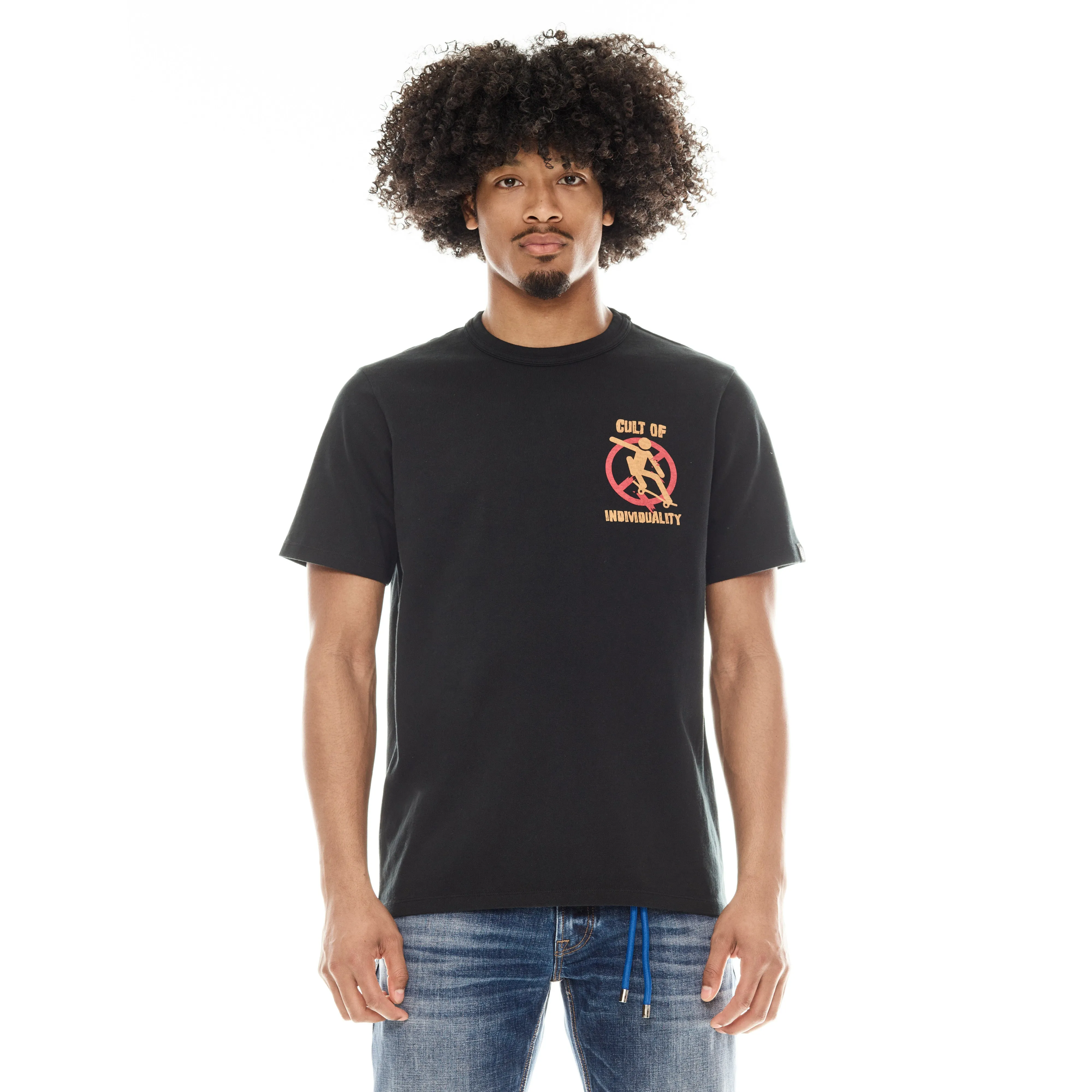 SHORT SLEEVE CREW NECK TEE "SAVE A SKATER" IN PIRATE BLACK