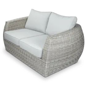 Sienna 2 Seater in Kubu Grey Synthetic Viro Rattan and Mountain Ash Sunproof All Weather Fabric