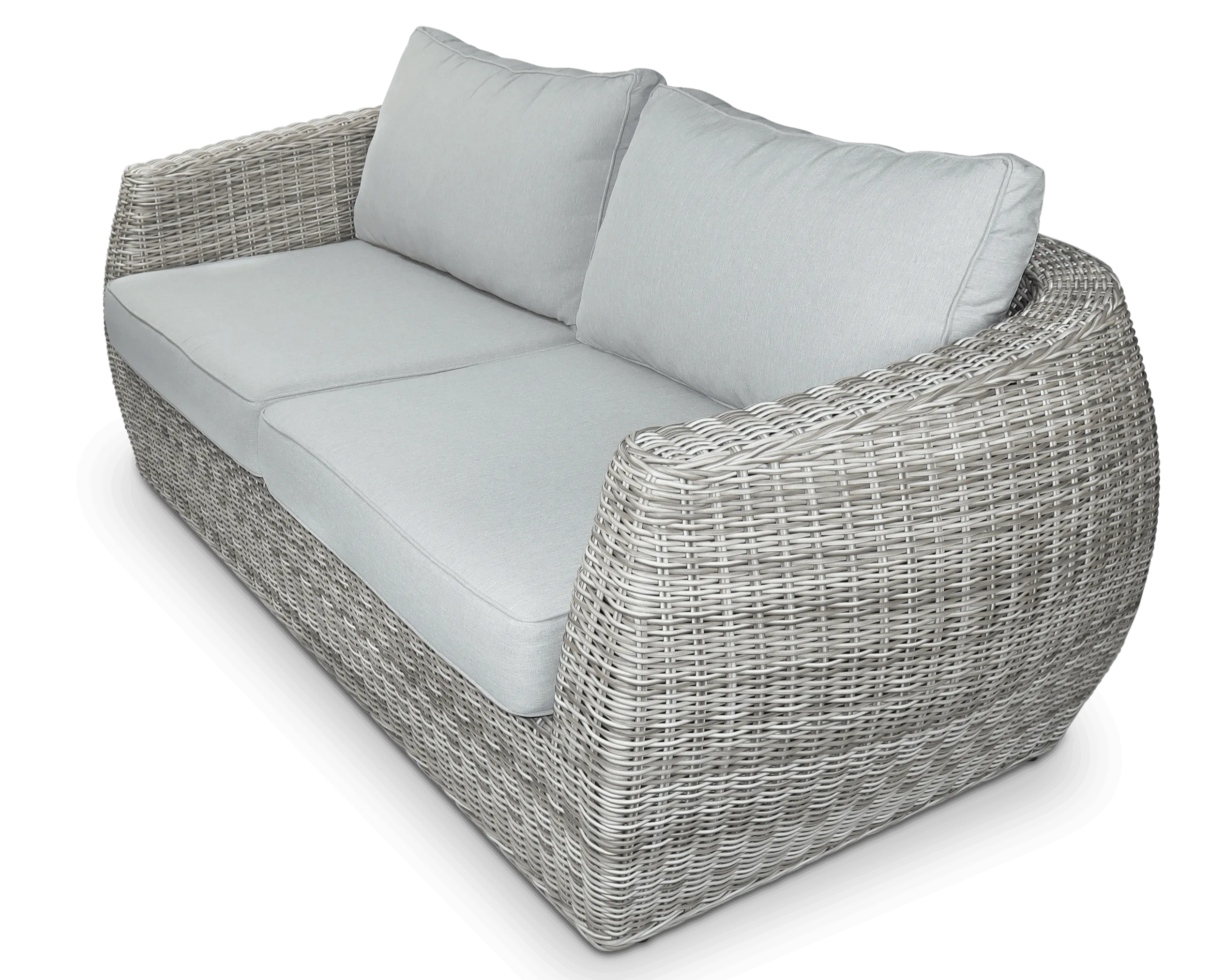 Sienna 3 Seater in Kubu Grey Synthetic Viro Rattan and Mountain Ash Sunproof All Weather Fabric