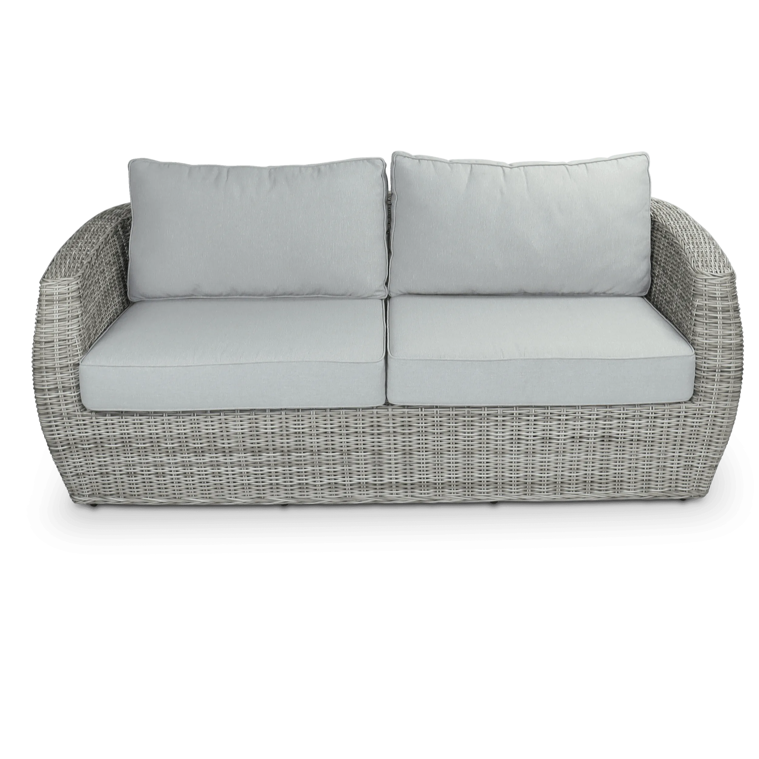 Sienna 3 Seater in Kubu Grey Synthetic Viro Rattan and Mountain Ash Sunproof All Weather Fabric