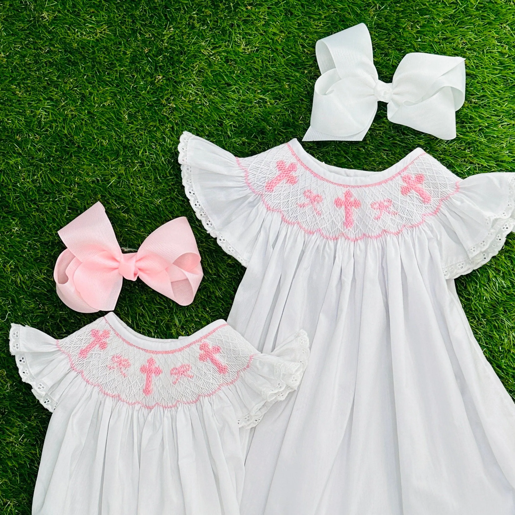 Smocked Crosses and Bows Romper