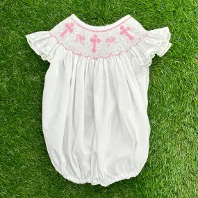 Smocked Crosses and Bows Romper