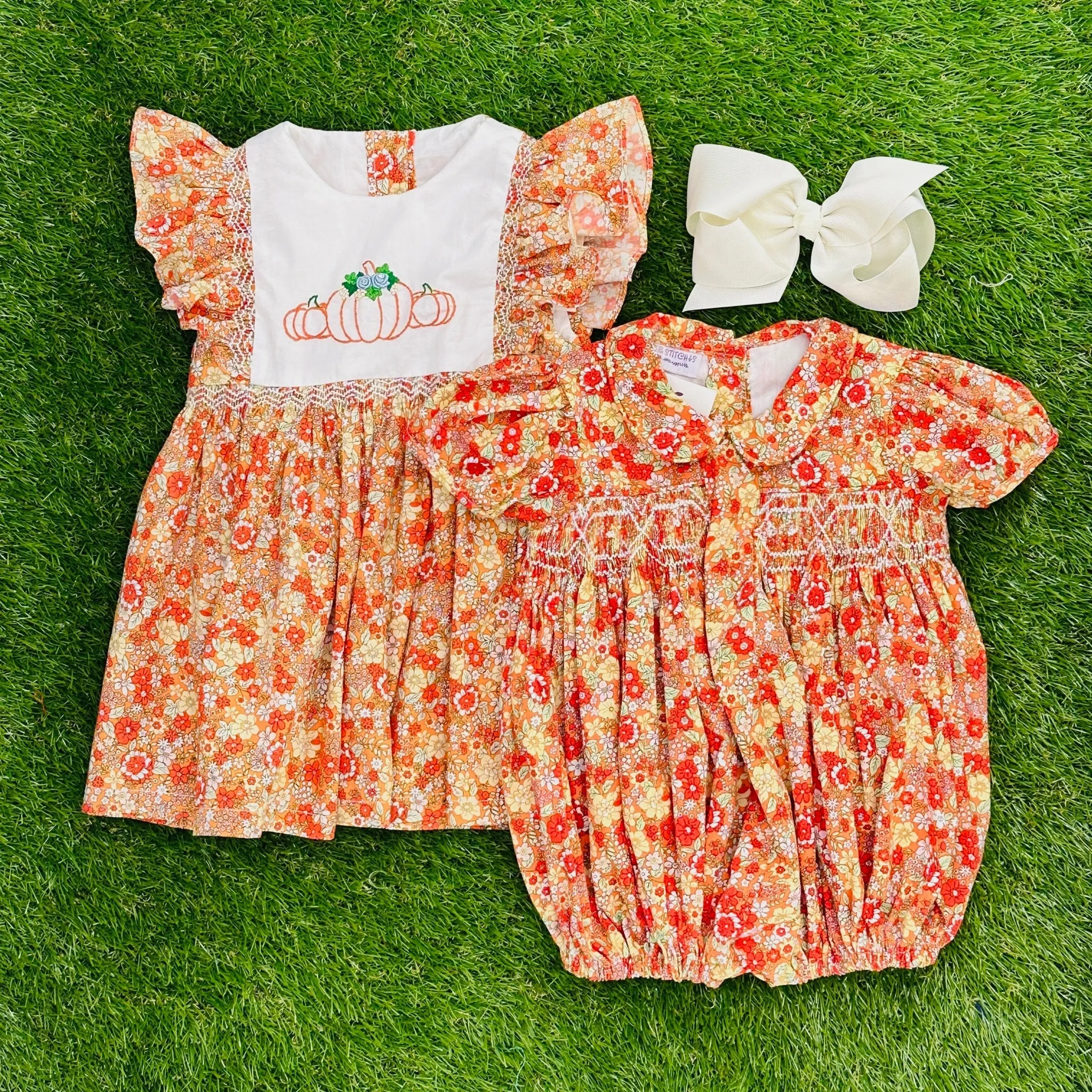 Smocked Fall Florals Charlotte Romper