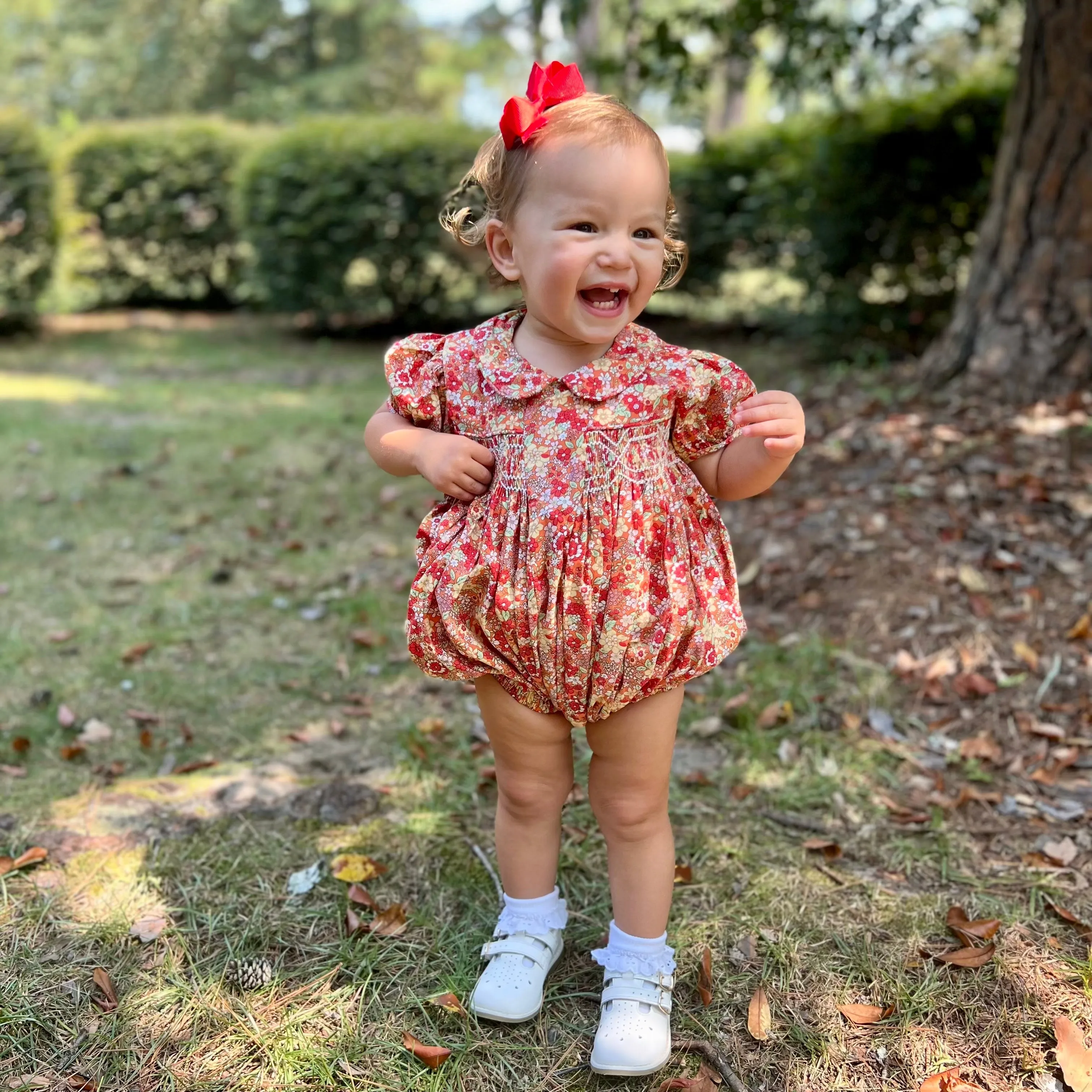 Smocked Fall Florals Charlotte Romper