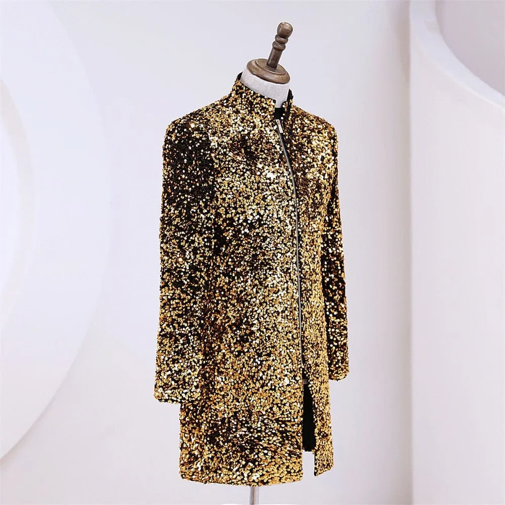 The Jessen Sequin Long-Tail Mandarin Collar Jacket