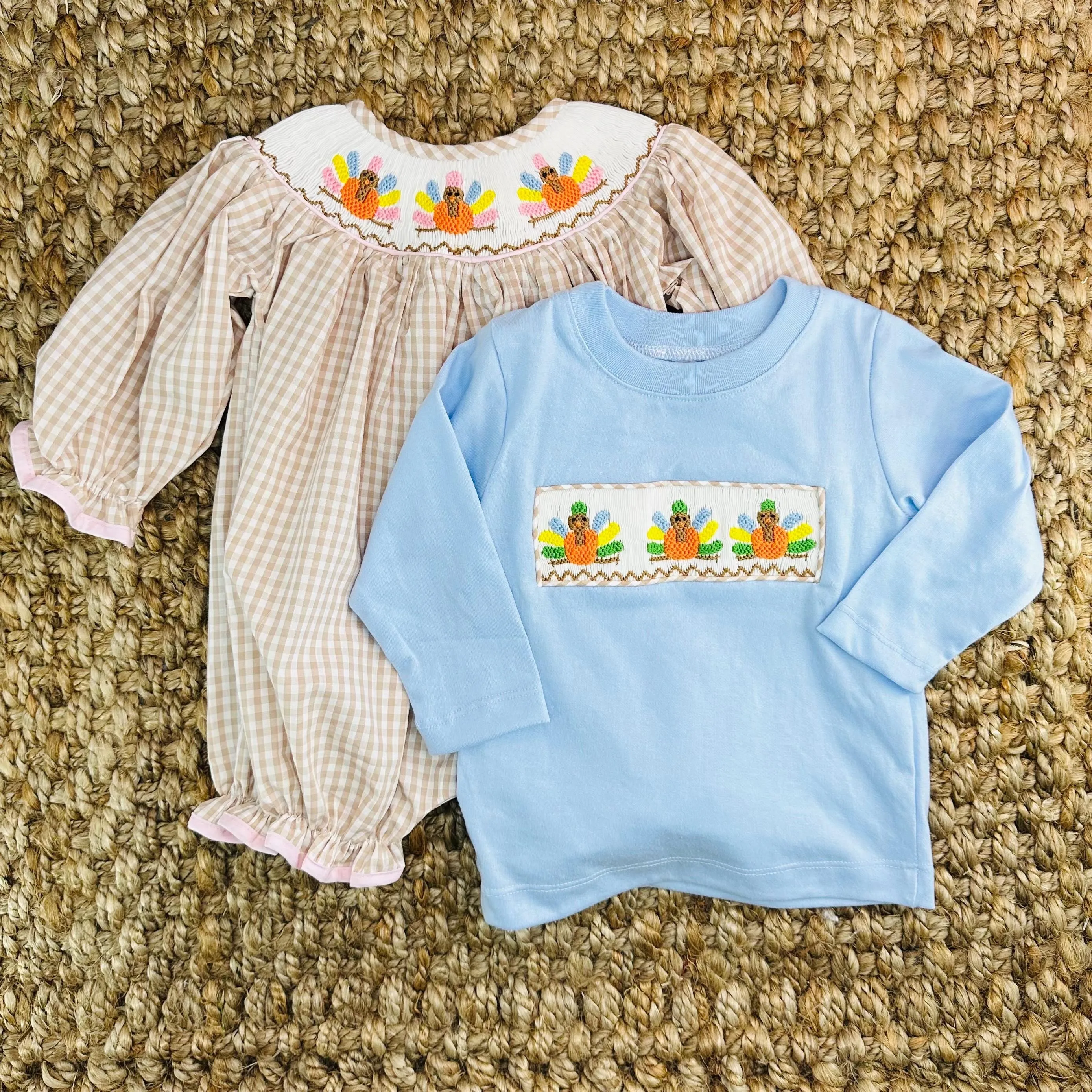 Turkey Smocked Gingham Bubble