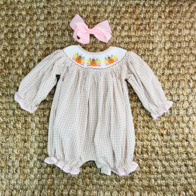 Turkey Smocked Gingham Bubble