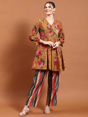 Winter Women Mustard Floral Print Co-Ord Set