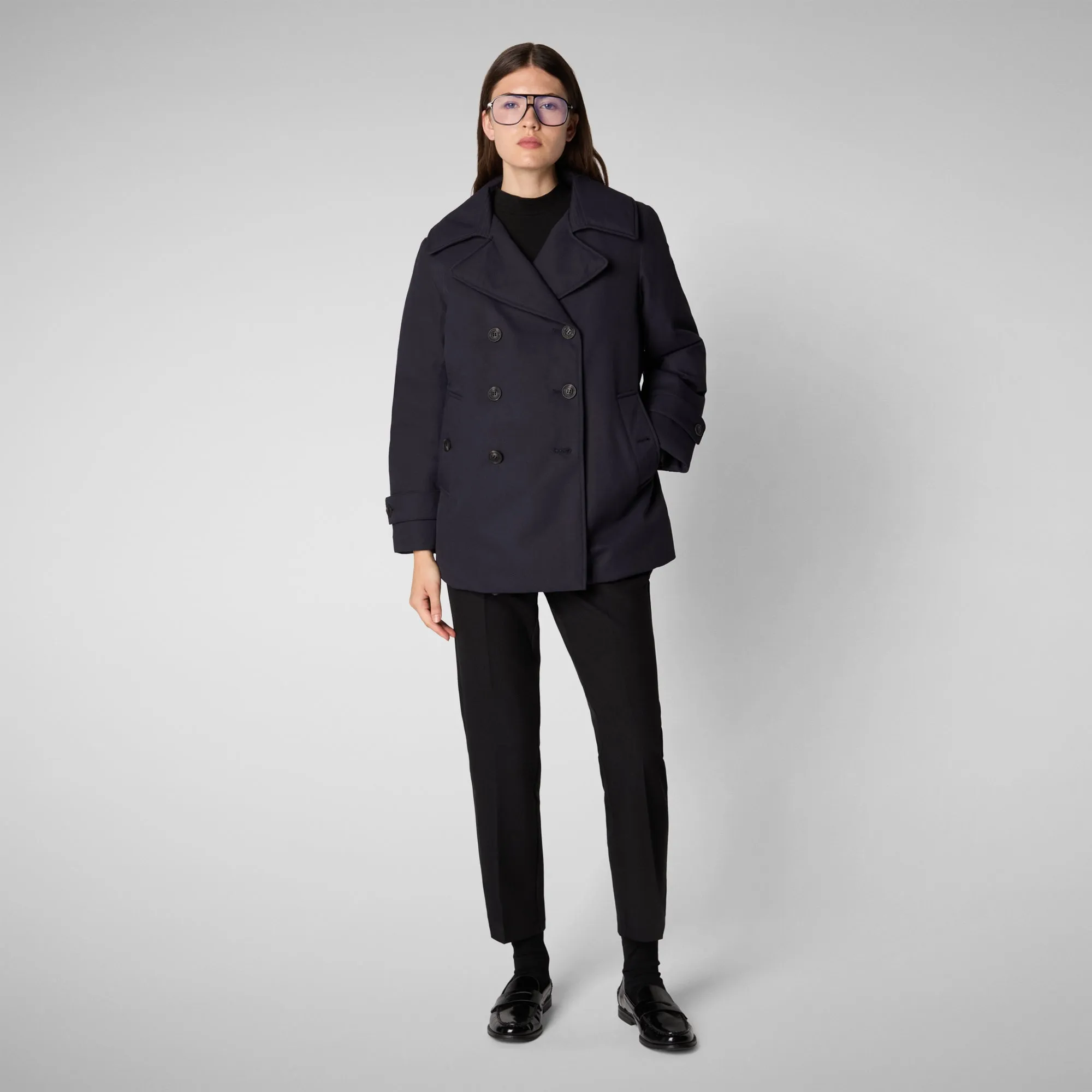 Woman's coat Sofia in blue black