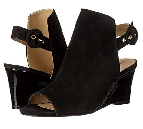 Women's ADRIENNE VITTADINI •Rasi• Wedge Sandal - Black Kid Seude