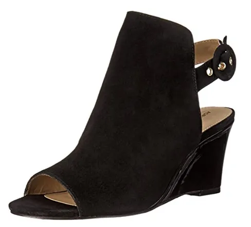 Women's ADRIENNE VITTADINI •Rasi• Wedge Sandal - Black Kid Seude