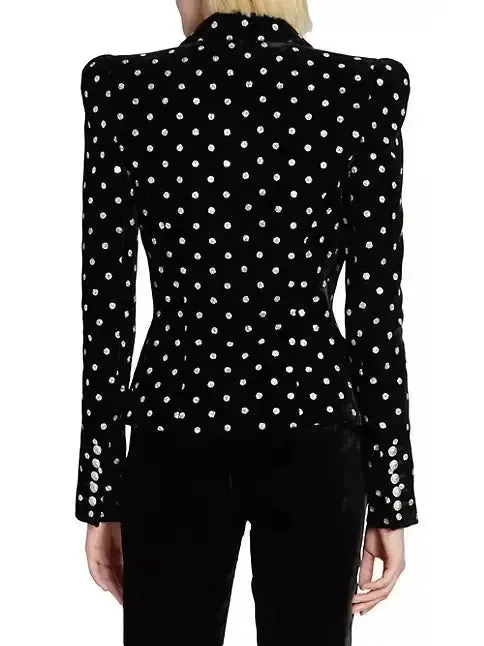 Women’s Dotted Black Velvet Jacket